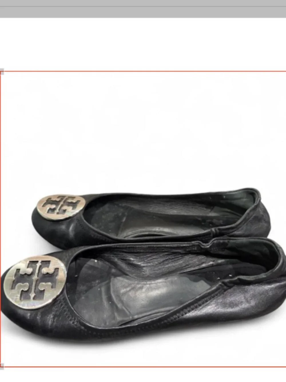 Tory Burch Women's Black leather Ballet flats shoes size 8.5